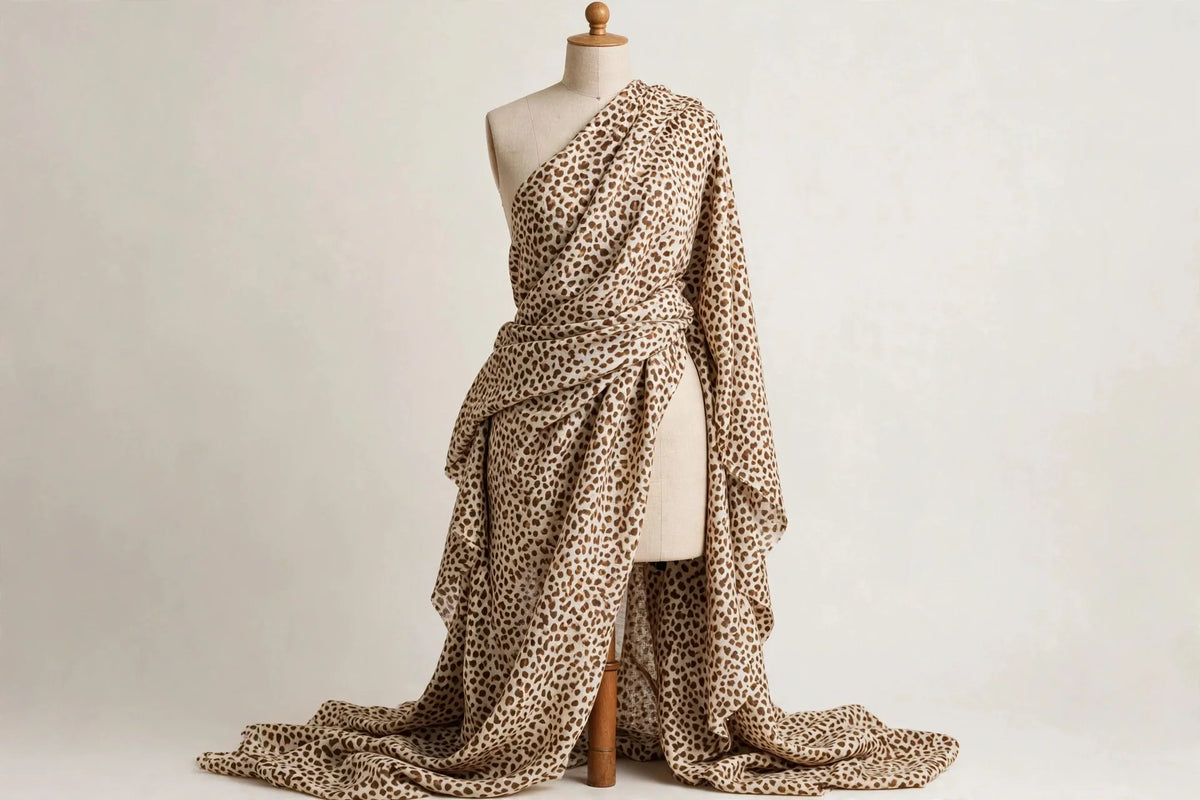 Desert Animal Print Linen — Draped view
