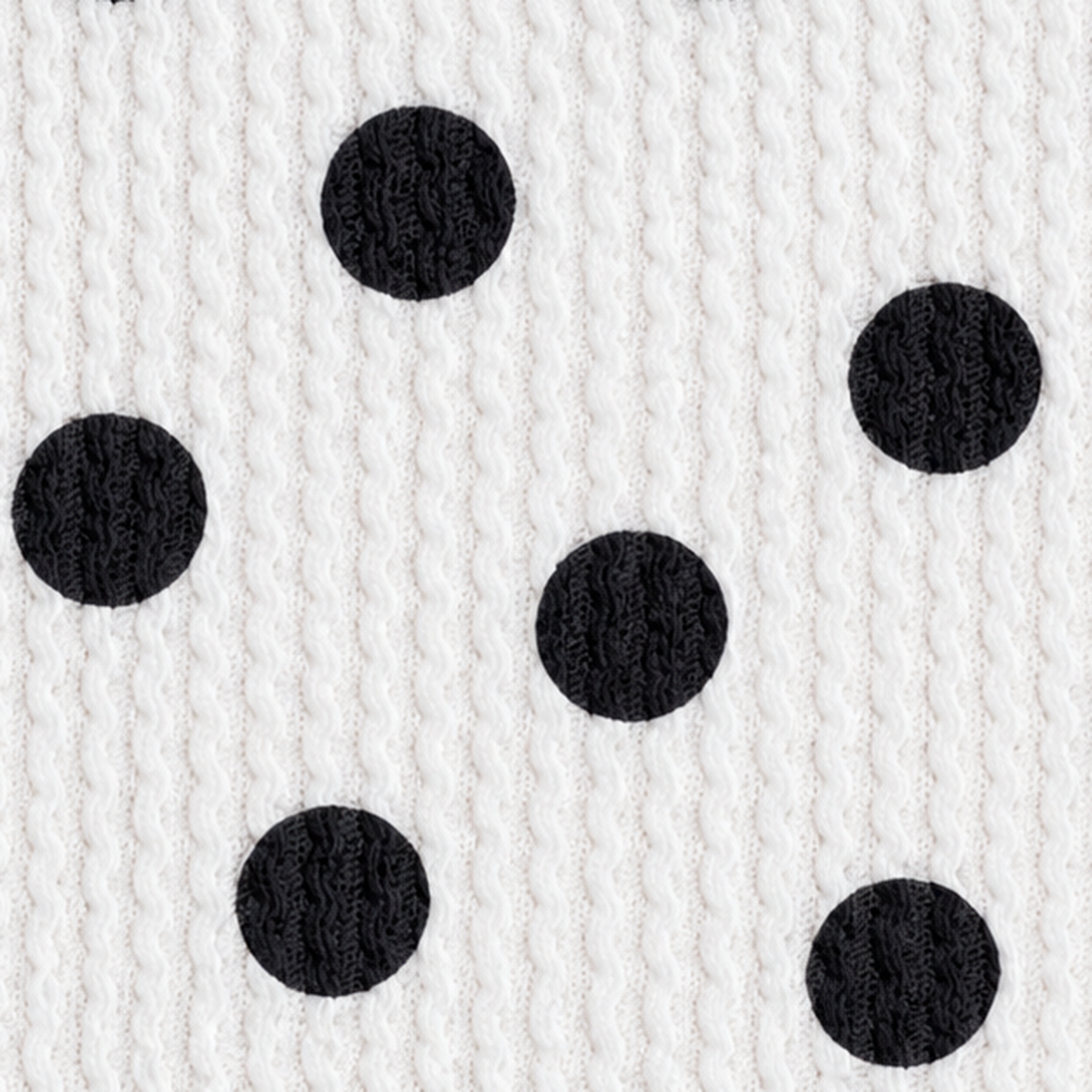 Black polka dots on white Urban Rib knit fabric - print scale