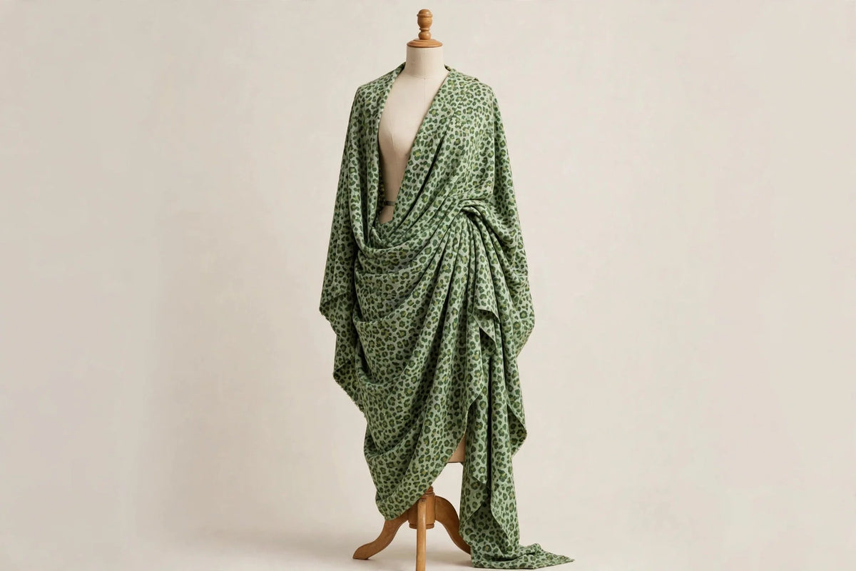 Forest Friend Animal Print Jersey Knit — Draped view