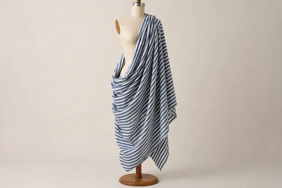 French Stripe Linen — Draped view