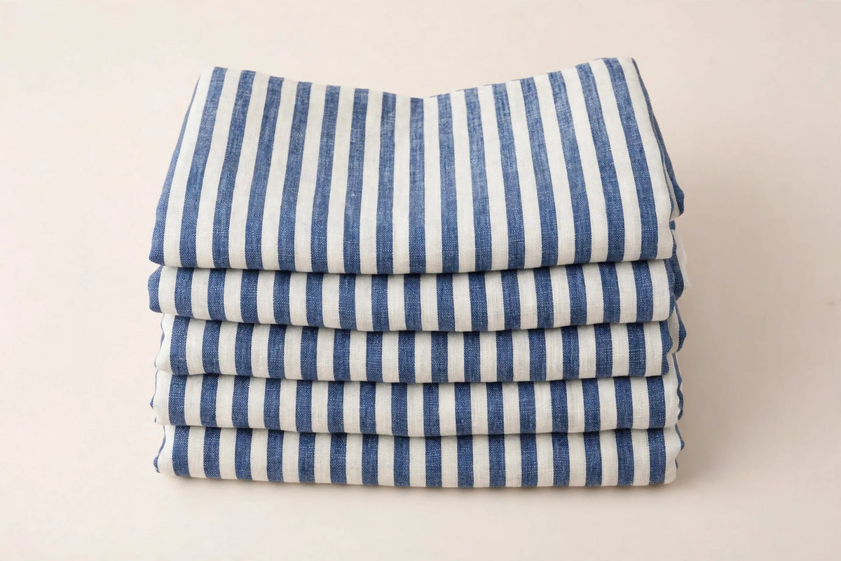 French Stripe Linen — Folded stack view