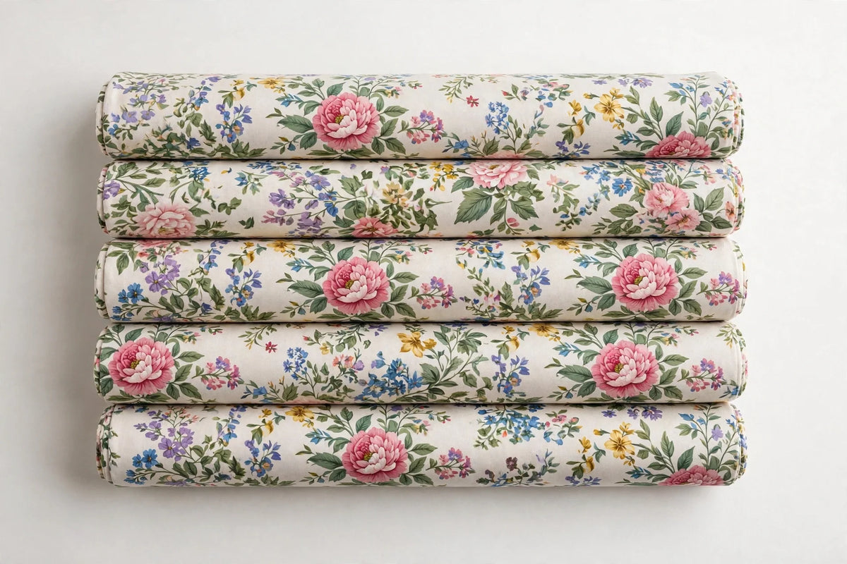 Garden Floral Rayon — Folded stack view