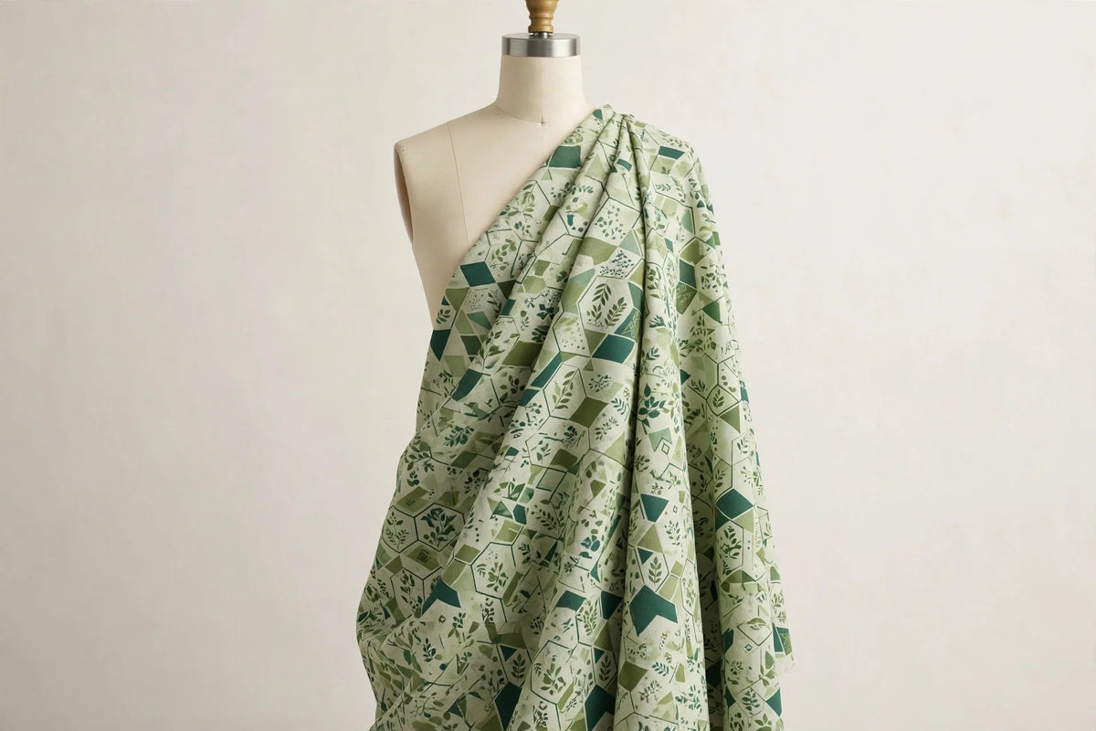 Geo Bloom Cotton — Draped view