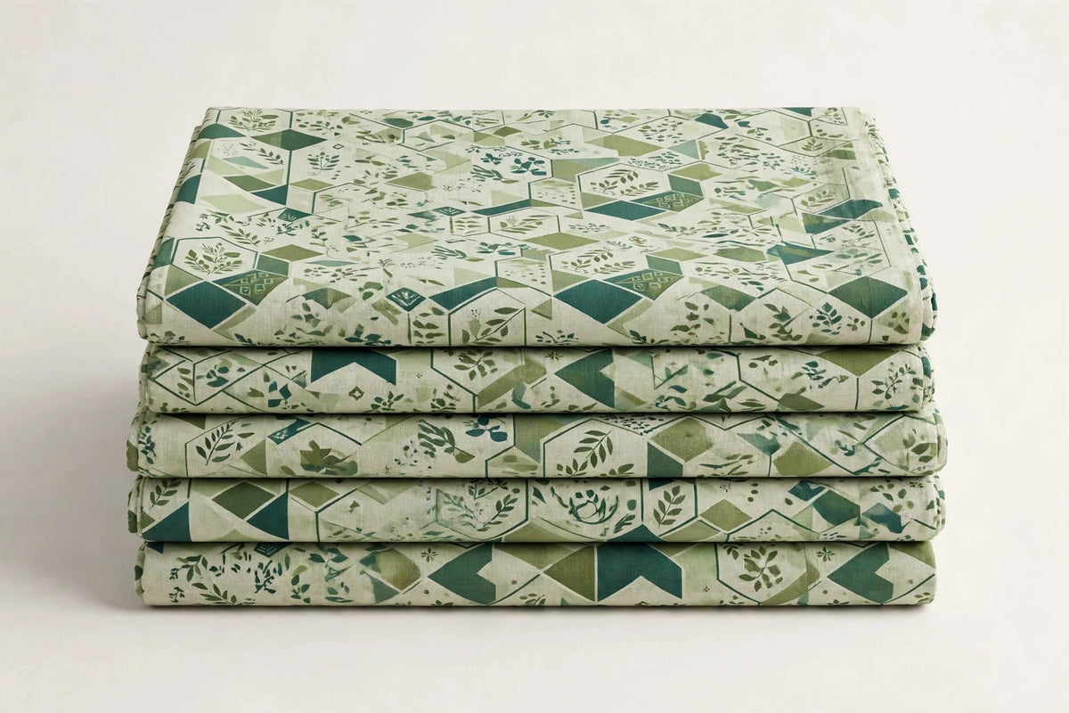 Geo Bloom Cotton — Folded stack view