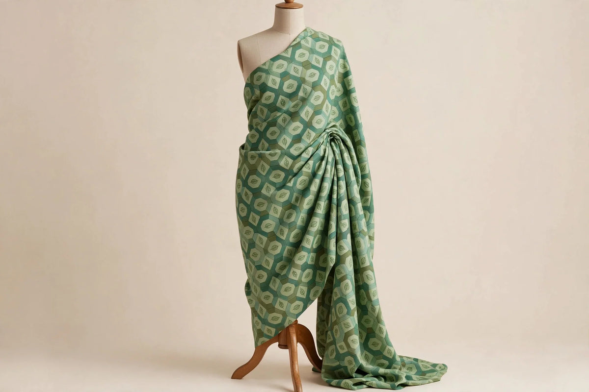 Geo Garden Rayon — Draped view
