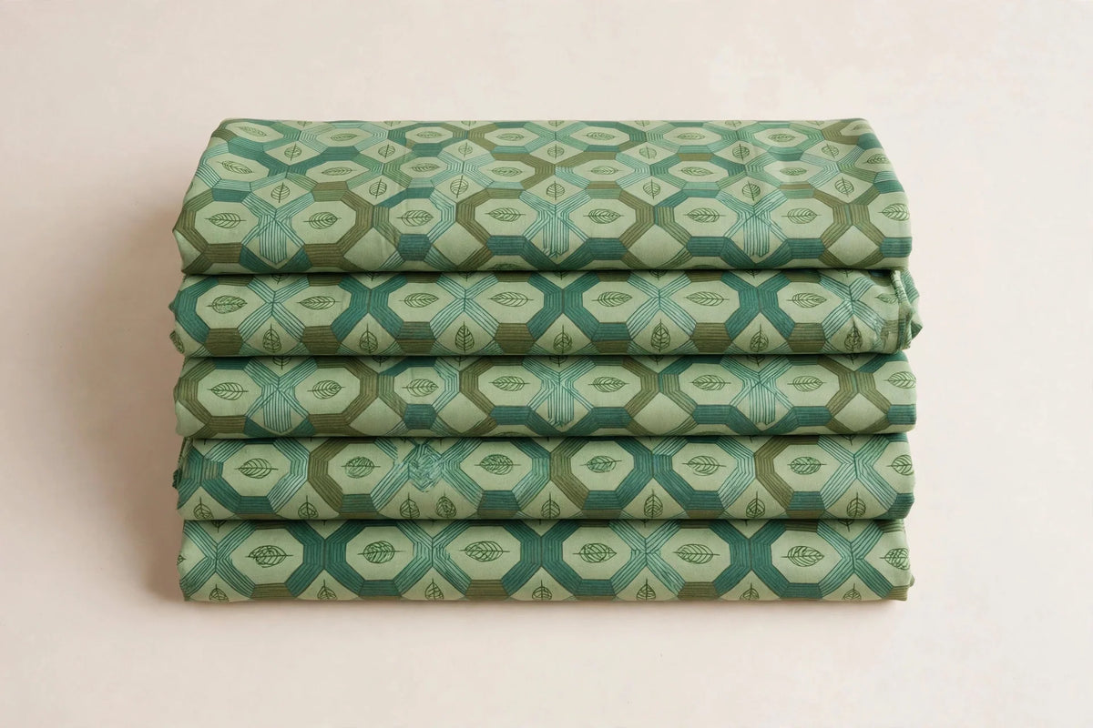 Geo Garden Rayon — Folded stack view