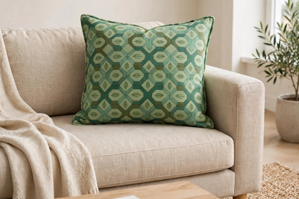 Geo Garden Rayon — Lifestyle cushion view