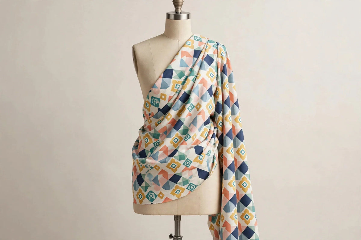 Geo Pop Cotton — Draped view