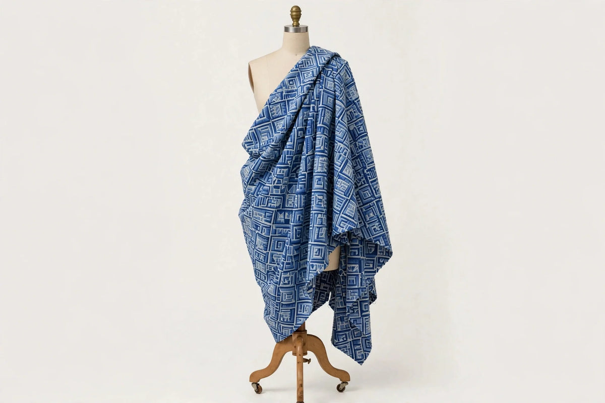 Geo Rhythm Woven — Draped view
