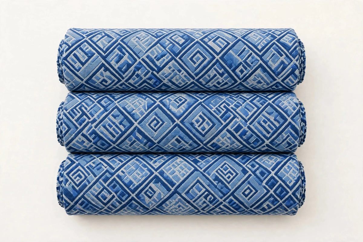 Geo Rhythm Woven — Folded stack view
