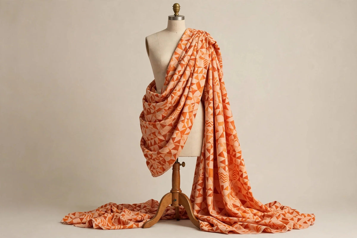 Geo Sunset Cotton — Draped view