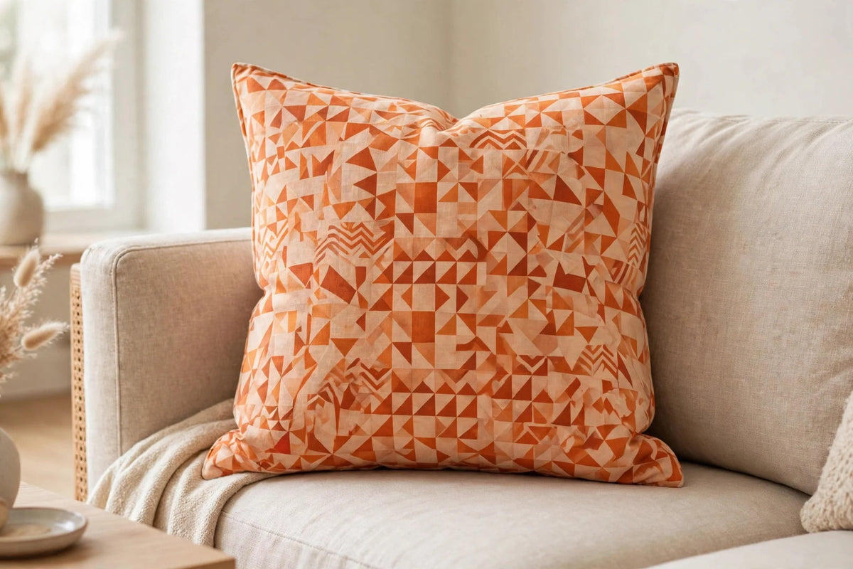 Geo Sunset Cotton — Lifestyle cushion view