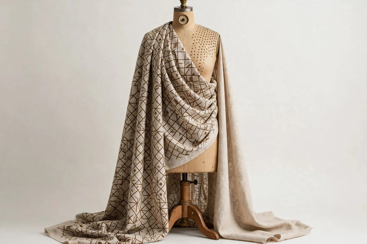 Geo Whisper Linen — Draped view