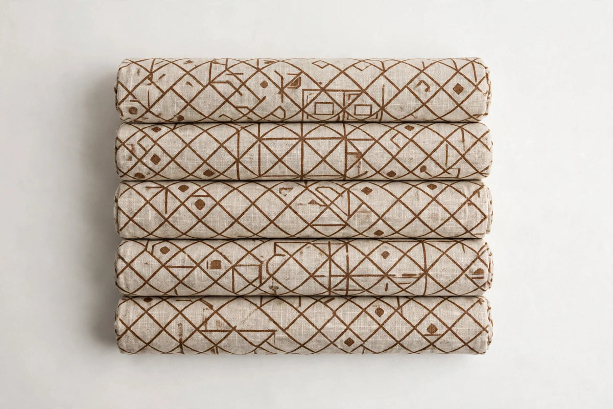 Geo Whisper Linen — Folded stack view