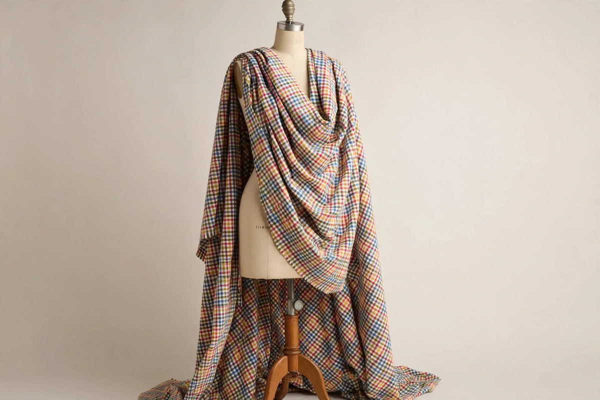 Gingham Check Cotton — Draped view