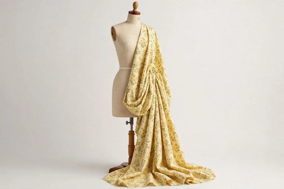 Golden Hour Floral Cotton — Draped view