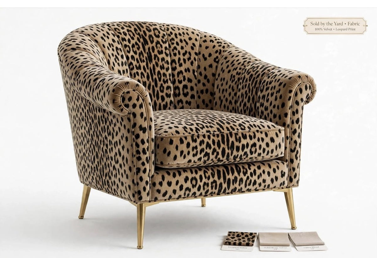 Golden leopard velvet upholstery fabric