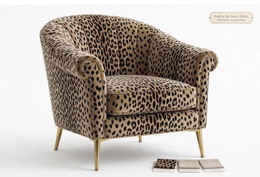 Golden leopard velvet upholstery fabric