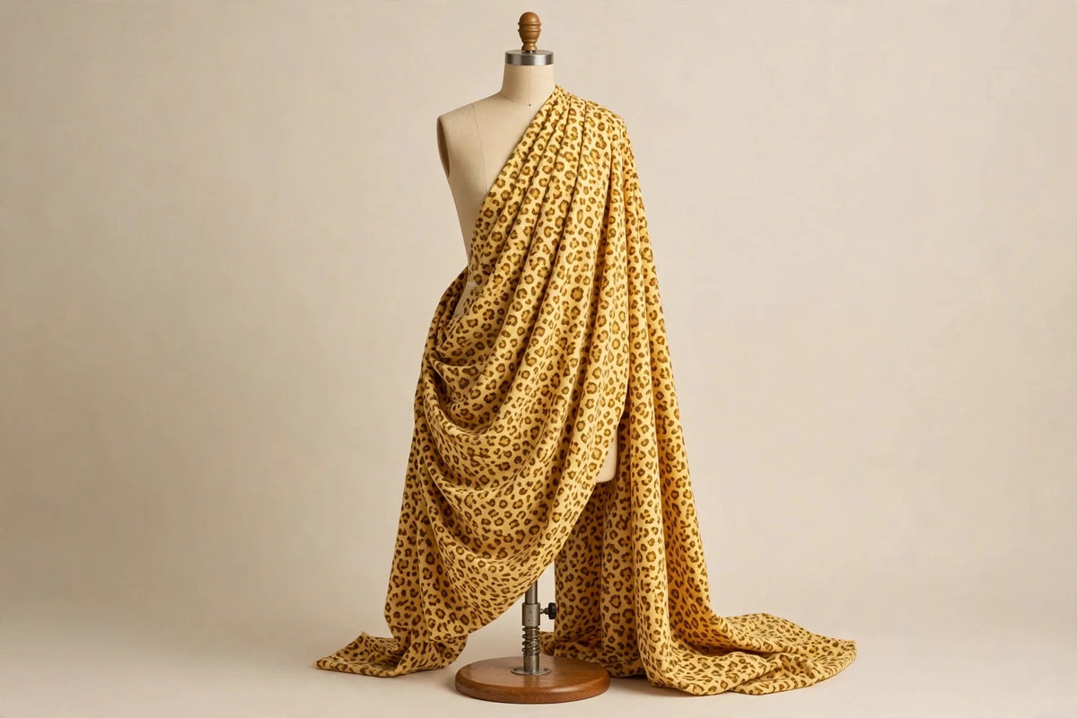 Golden Leopard Cotton — Draped view