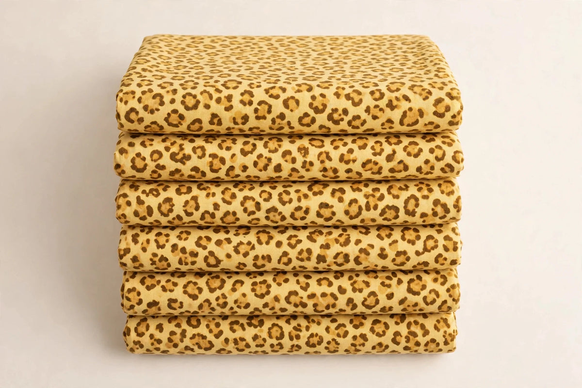 Golden Leopard Cotton — Folded stack view