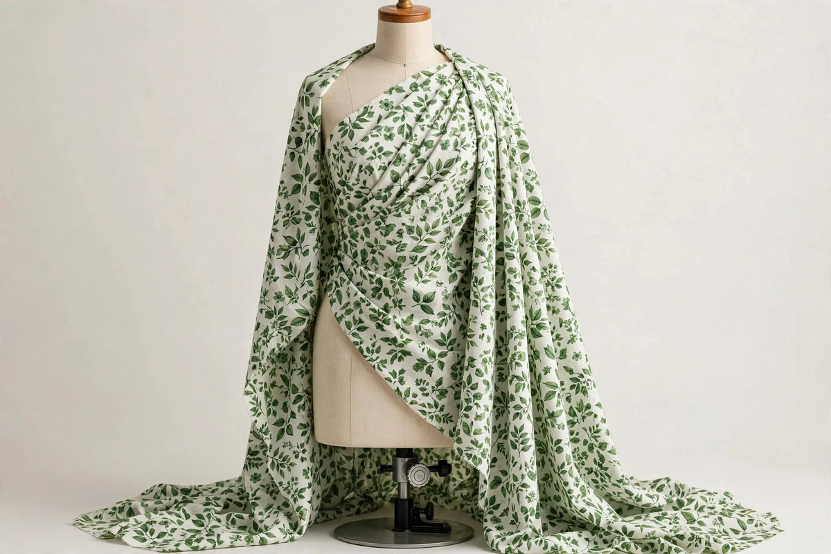 Green Leaf Print — Draped view