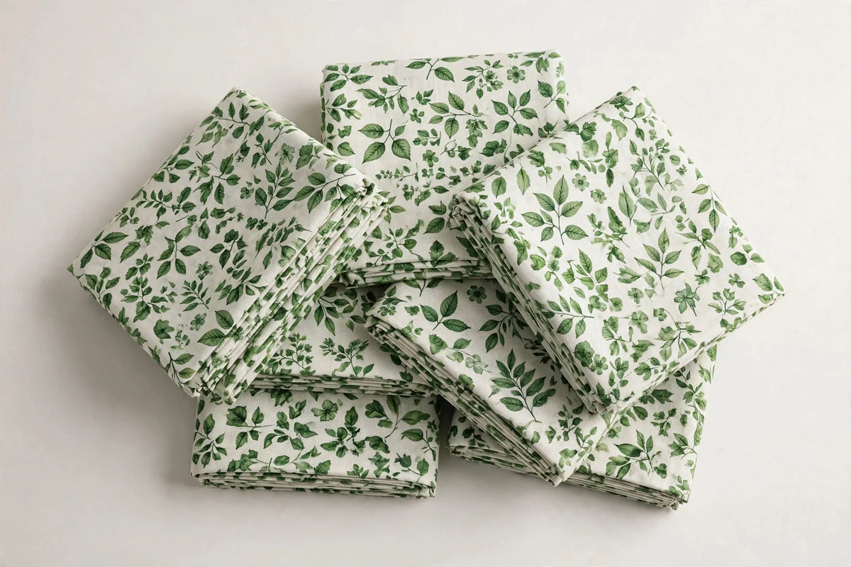Green Leaf Print — Folded stack view
