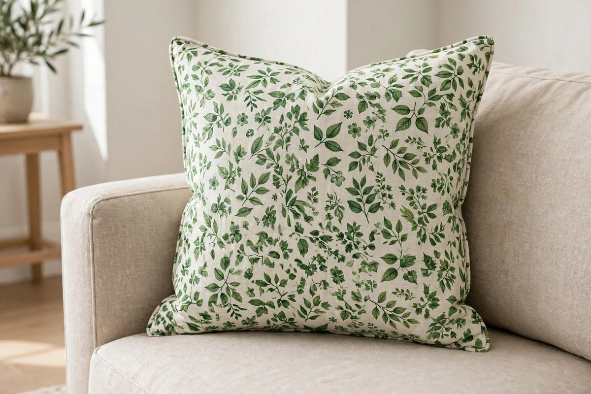 Green Leaf Print — Lifestyle cushion view