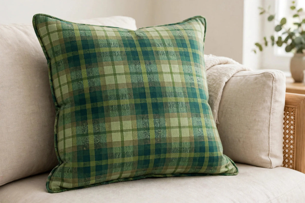 Highland Plaid Cotton — Lifestyle cushion view