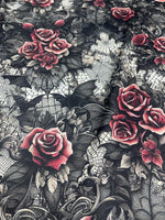 Whimsical gothic seamless fabric close-up texture detail