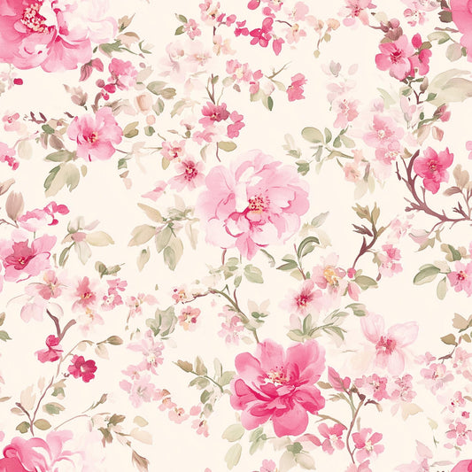 Romantic pink rose floral fabric