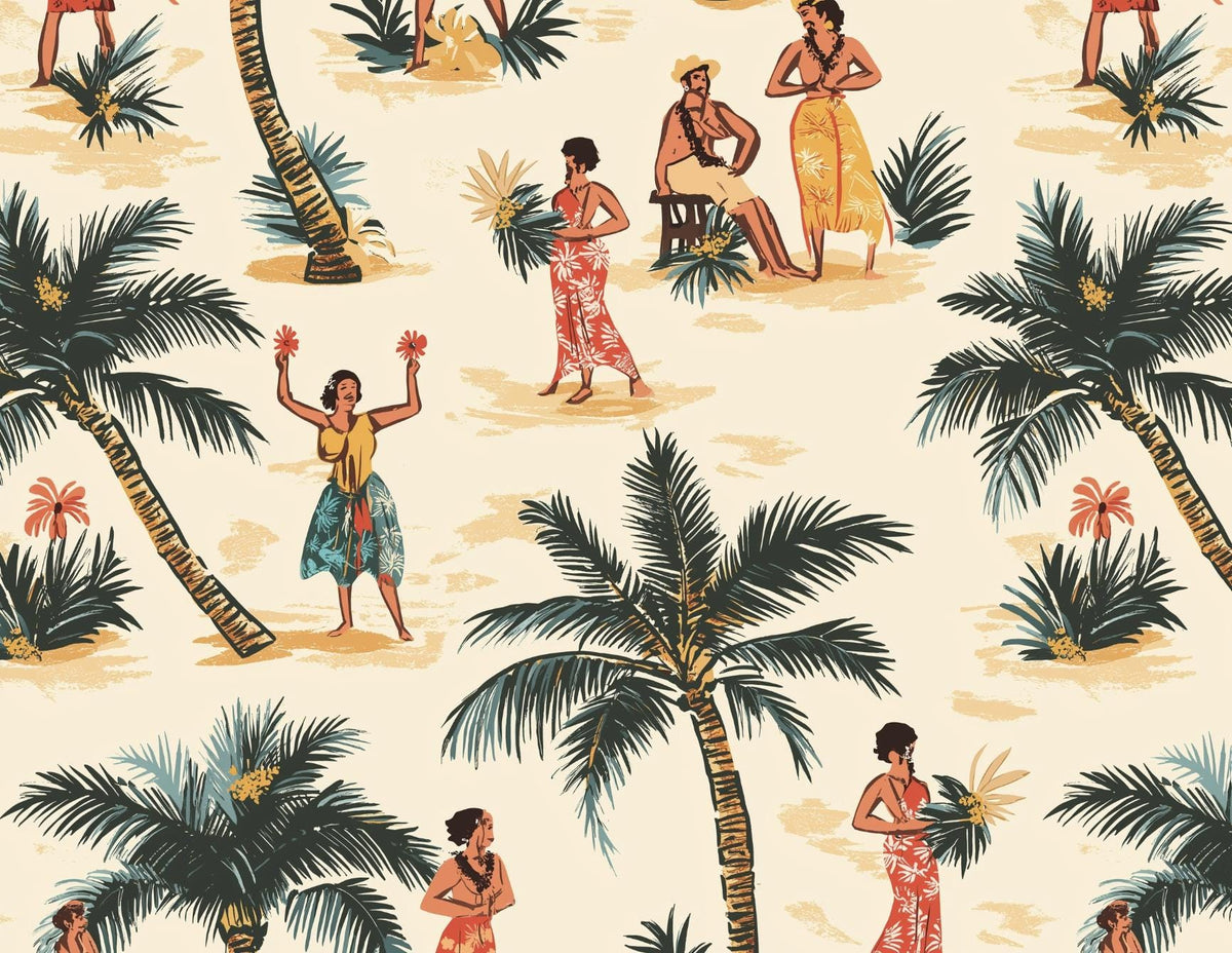 Vintage hawaii tiki fabric draped view
