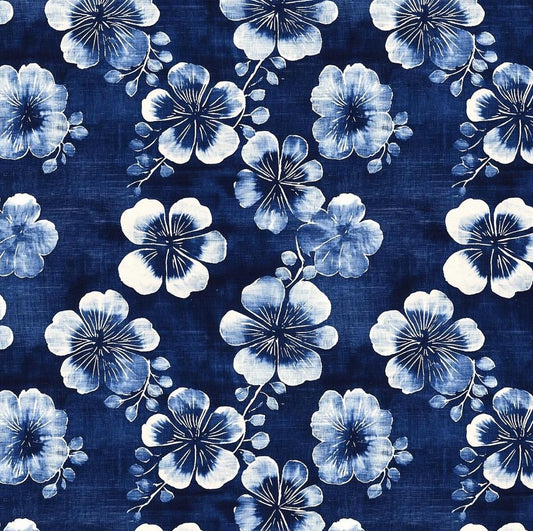 Nishigori indigo shibori floral fabric