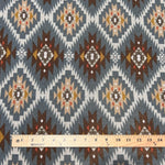 Southwestern aztec tapestry fabric flat lay view