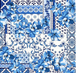 Blue majolica sicilian tile fabric