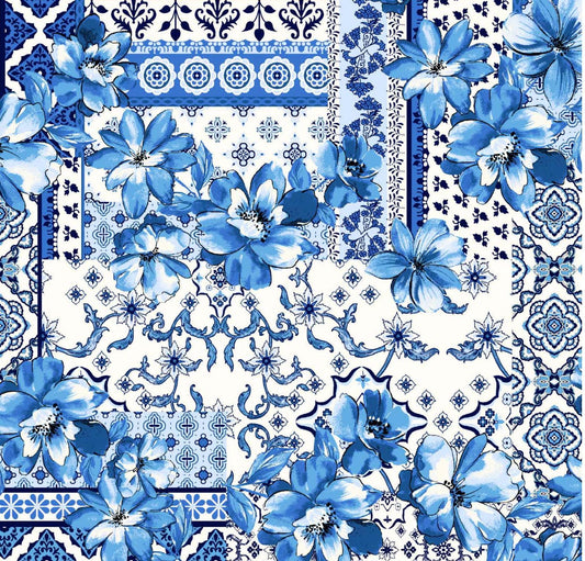 Blue majolica sicilian tile fabric