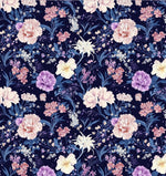 Night floral japanese fabric close-up texture detail