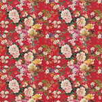 Red peony cherry blossom japanese fabric draped view
