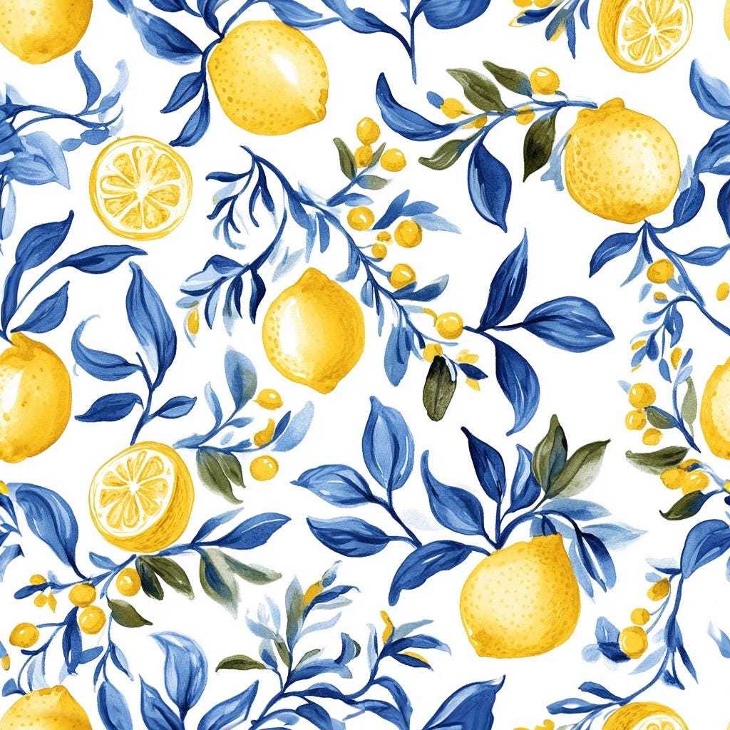 Italian lemon tree fabric