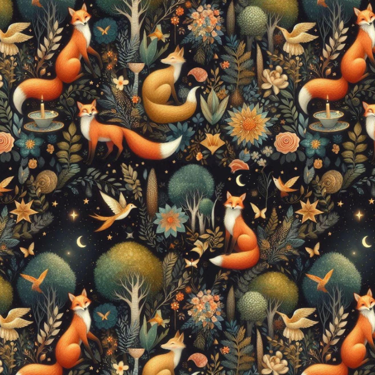 Wild forest fox woodland fabric close-up texture detail