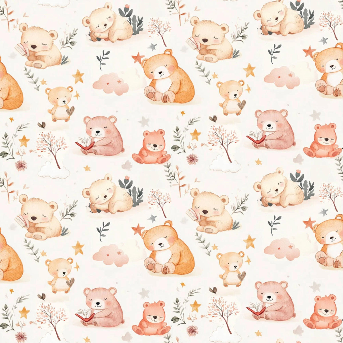 Baby bear family nursery fabric