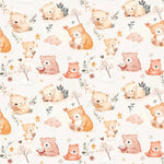 Baby bear family nursery fabric