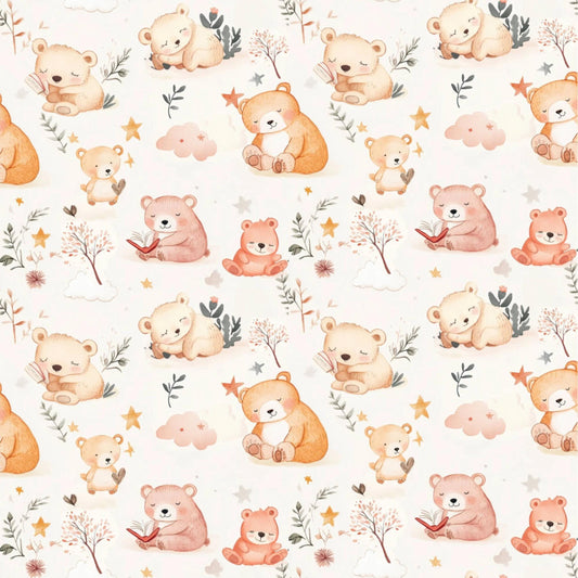 Baby bear family nursery fabric