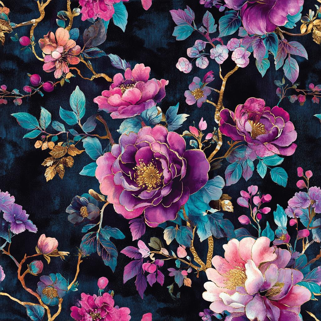 Gothic romance dark floral fabric