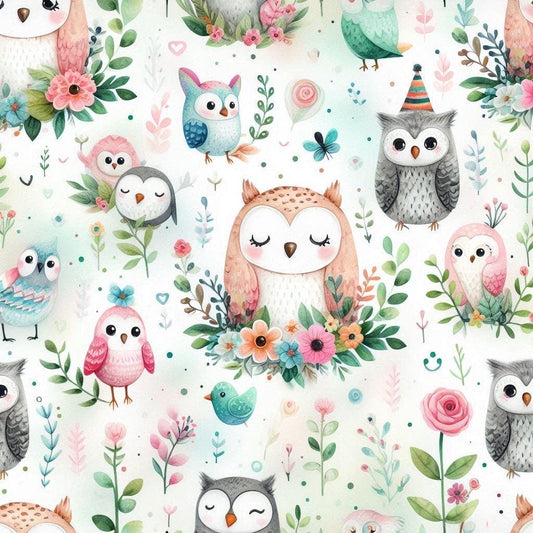 Cute owl kids fabric