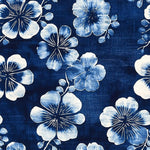 Nishigori indigo shibori floral fabric draped view