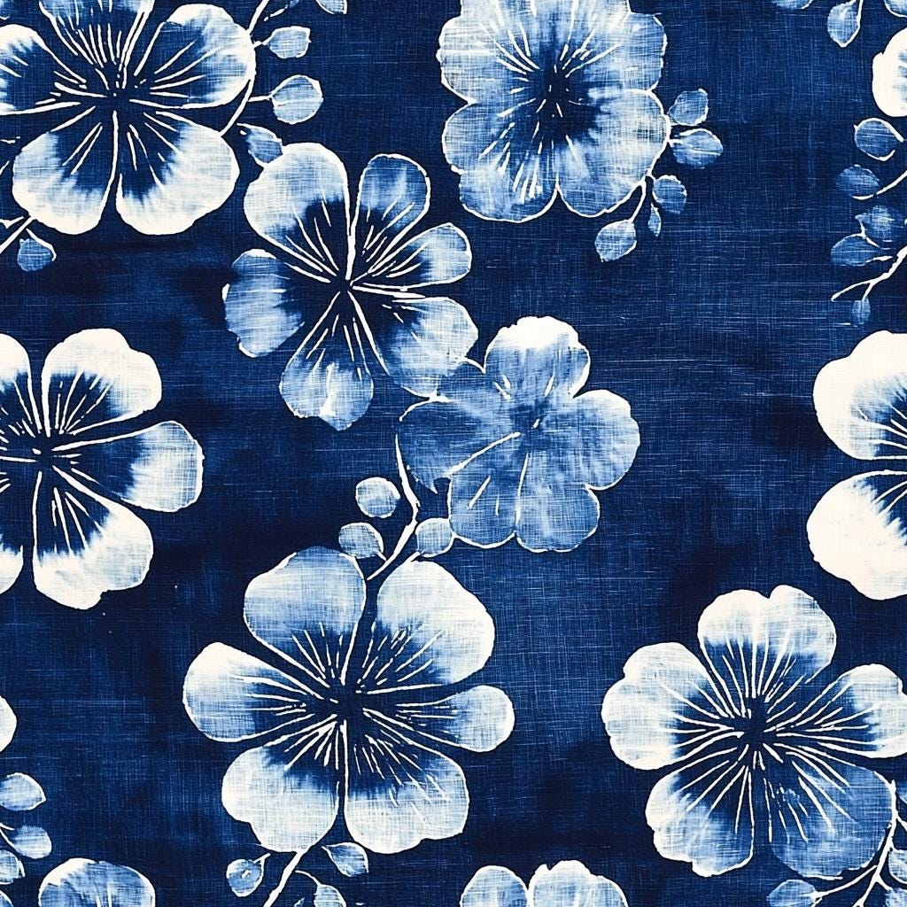 Nishigori indigo shibori floral fabric draped view