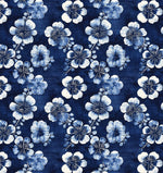 Nishigori indigo shibori floral fabric flat lay view