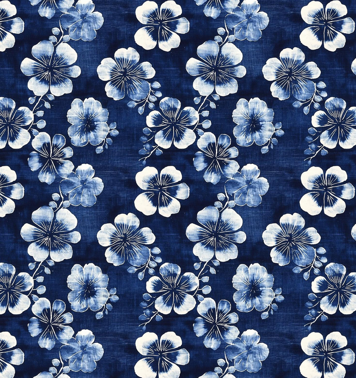 Nishigori indigo shibori floral fabric flat lay view