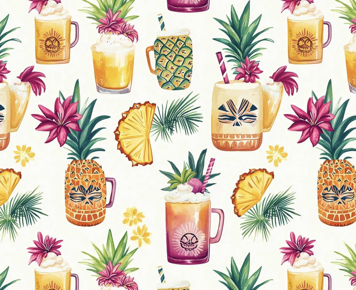 Hawaiian tiki cup fabric close-up texture detail
