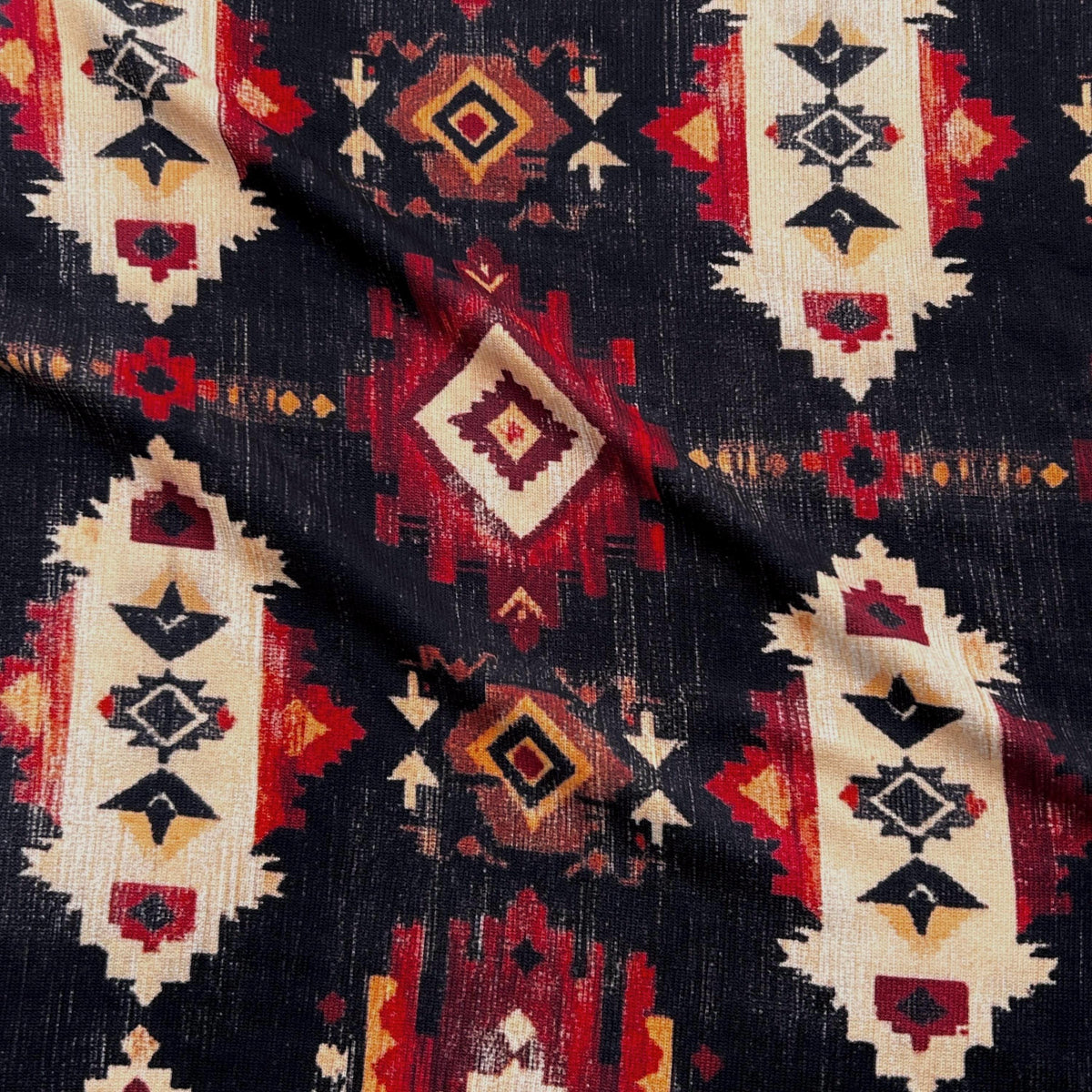 Tribal southwestern aztec fabric draped view